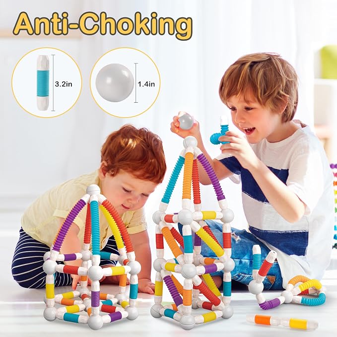 LONEEDY 48PCS Retractable Magnetic Sticks Building Toy Set-Flexible Magnetic Rods & Balls,Educational Building Blocks for 3+Kids (48PCS) - Image 7