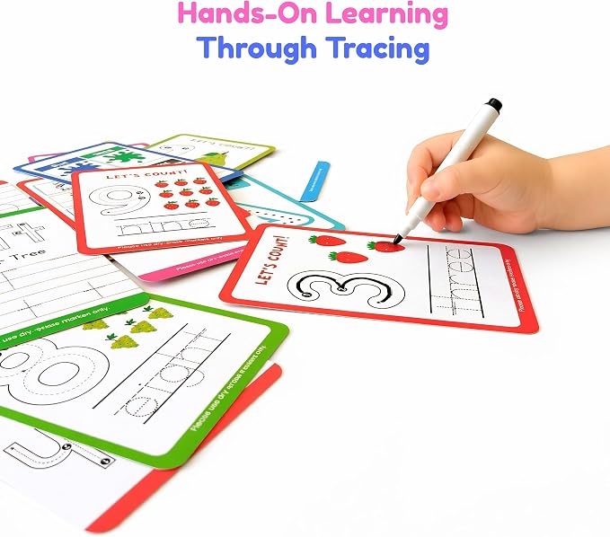 Alphabet Number Tracing Flash Cards | Reusable Large Dry Erase ABC, Numbers, Shapes & Colors | Upper & Lowercase Writing Practice | Montessori Learning for Toddlers, Preschool & Kindergarten - Image 9