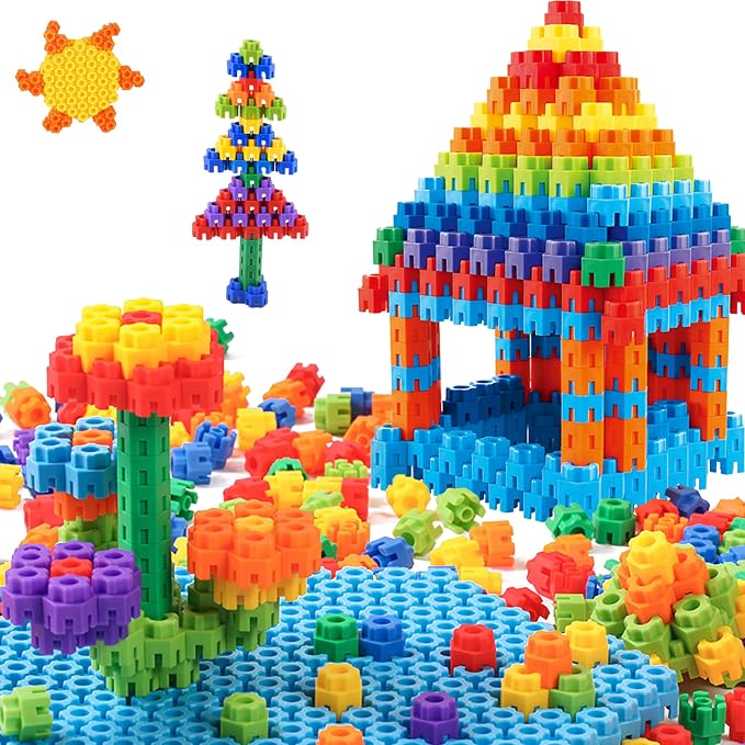300 Pcs Kids Building Blocks with Storage Bag - Interlocking, Colorful Stem Toys for 3+ Year Old - Connects Building Toys for Kids Learning - Kindergarten Educational Toys for 3-5 Years by CAPTGOOSE