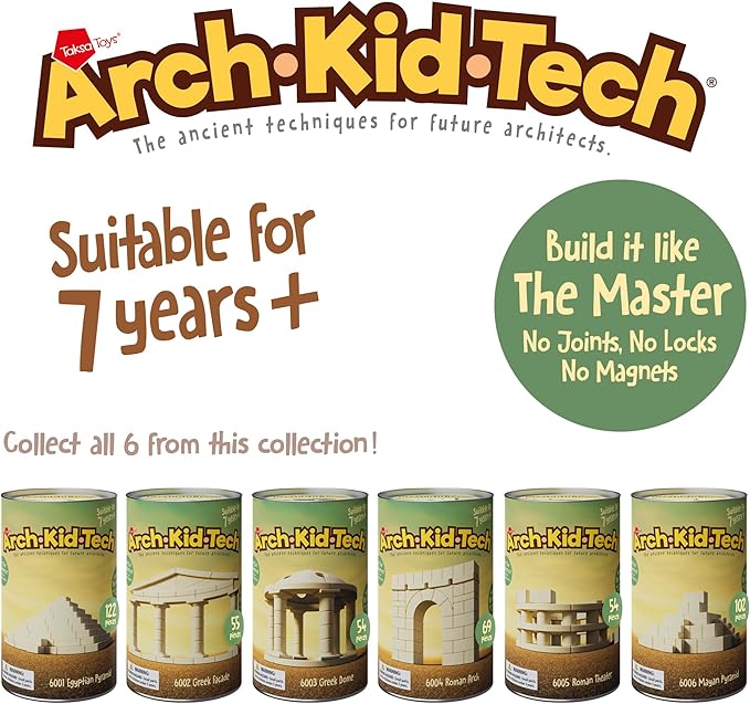 Taksa Toys Ancient Roman Arch Stem Toys Premium Educational Stackable Building Blocks, for Kids Ages 7 8 9 10+ Years Old, Indoor Architectural Kit Construction Games, Montessori Children Toys 69 Pcs