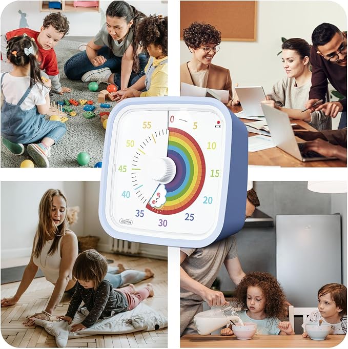 Yunbaoit Rainbow Visual Timer for Kids, 60-min Countdown Timer, Light Blue - Image 7