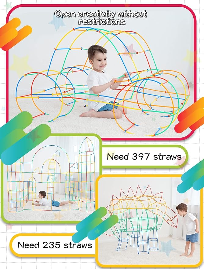 600PCS STEM Building Toys, Straw Constructor Toys Up Grade Engineering Building Sets for Kids Develops Motor Skills and Logic Thinking, Fun Educational Toy Great for Gift - Image 7