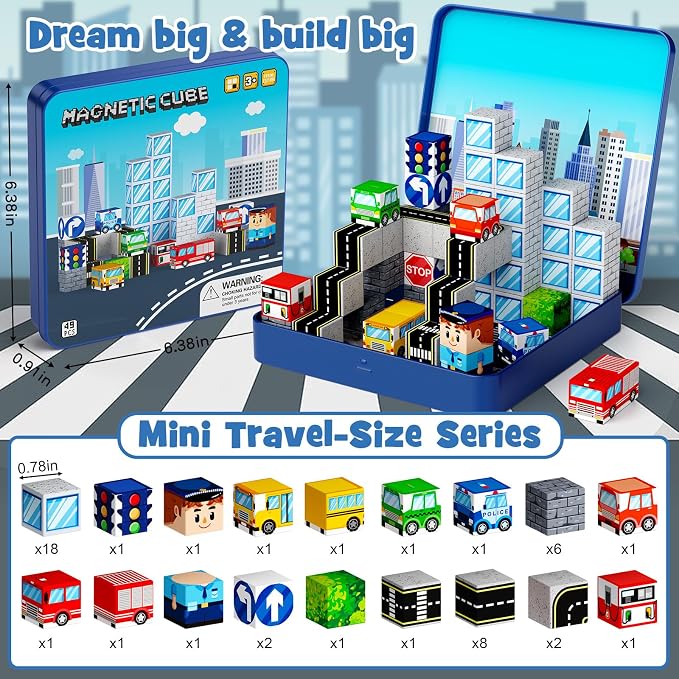 City Traffic Magnetic Blocks Set Fully Encased Magnets Non-Toxic - Image 7