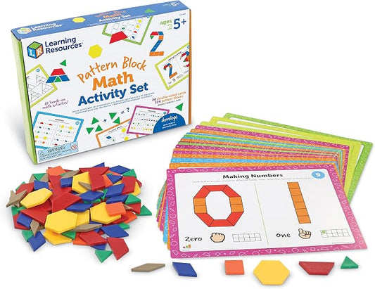 Learning Resources Pattern Block Math Activity Set - 144 Pieces, Age 5+, Educational Kindergartner Games, Fine Motor Skills - Image 2