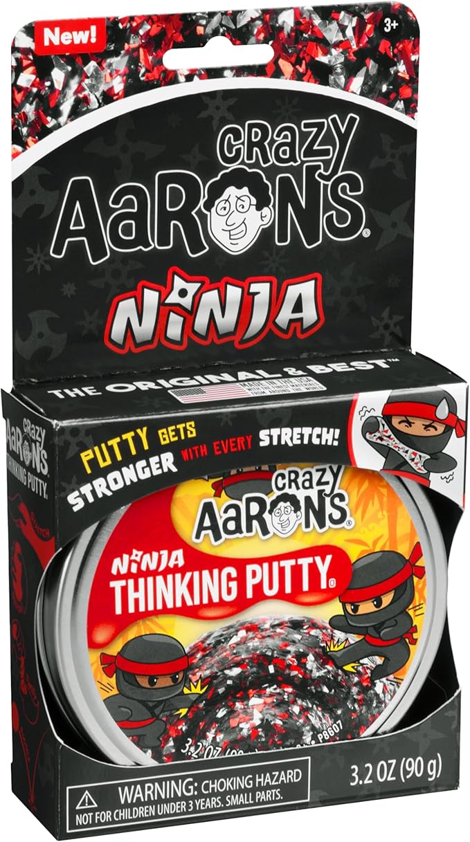 Crazy Aaron's Thinking Putty® - Ninja - Multi-Color Sensory Putty for Kids and Grown ups in a 4" Tin - Creative and Endless Fun, Stress Relief Therapy Toys, Never Dries Out - Made in USA