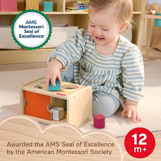 Fisher-Price Wood Montessori Object Permanence Box Learning Activity - Image 2