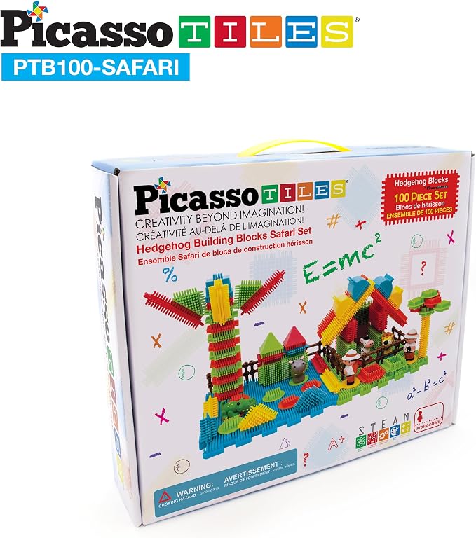 Picasso Toys PTB100 100pcs Hedgehog Block 3D Building Blocks Tiles Safari Theme Set Learning Playset STEM Toy Set Educational Kit Child Brain Development Preschool Kindergarten Toy for Age 3 & Up - Image 7