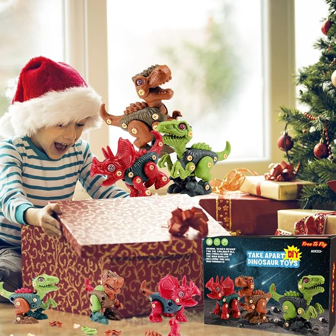 FREE TO FLY Dinosaur Toys Gifts for 3 4 5 6 7 8 Year Old Boys: Stem Dinosaur Toy for Kids 3-5 Building Learning Eductional Take Apart Dino Toys with Electric Drill Birthday - Image 7
