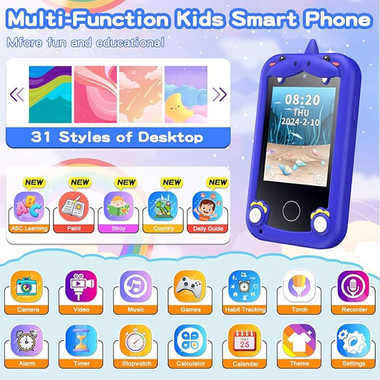 Kids Phone for Boys,Toys for 3-10 Year Old Boys Girls,Christmas Birthday Gifts for Girls,Toddler Smartphone Learning Toys,Kids Toys Play Cell Phones with Camera, Games, Music