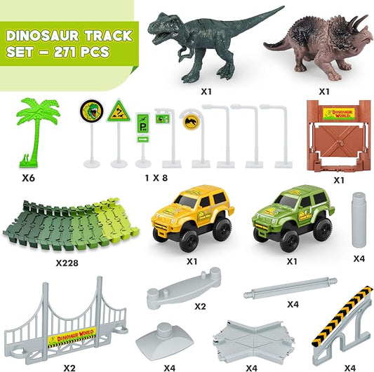 Dinosaur Tracks, 271 PCS Create A Dinosaur World Road Race Kids Boys Toys - Image 2