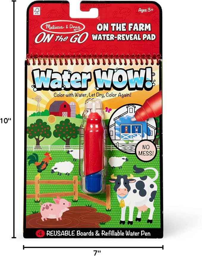 Melissa & Doug Water Wow! Mess Free Coloring Book, Reusable Water-Reveal Activity Pad, On The Farm, Travel Toys, Party Favors, for Toddlers & Kids Ages 3+ - Image 9