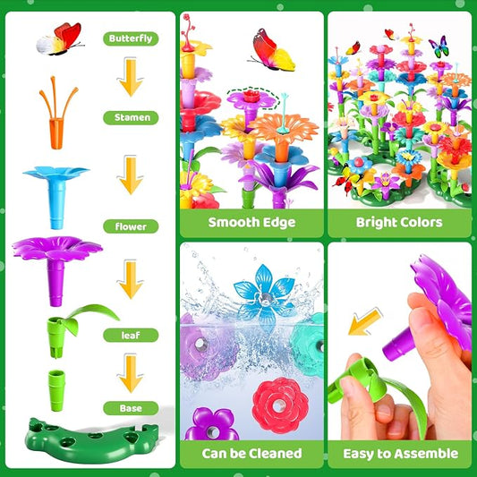 184Pcs Flower Garden Building Toys with Storage Box for Girls Ages 3-8 - Image 2
