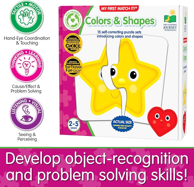 The Learning Journey: My First Match It - Colors and Shapes- 15 Piece Self-Correcting Matching Puzzles - First Learning Toys for Toddlers 2-5 - Award Winning Toys, 15 Pieces (Pack of 6) - Image 6