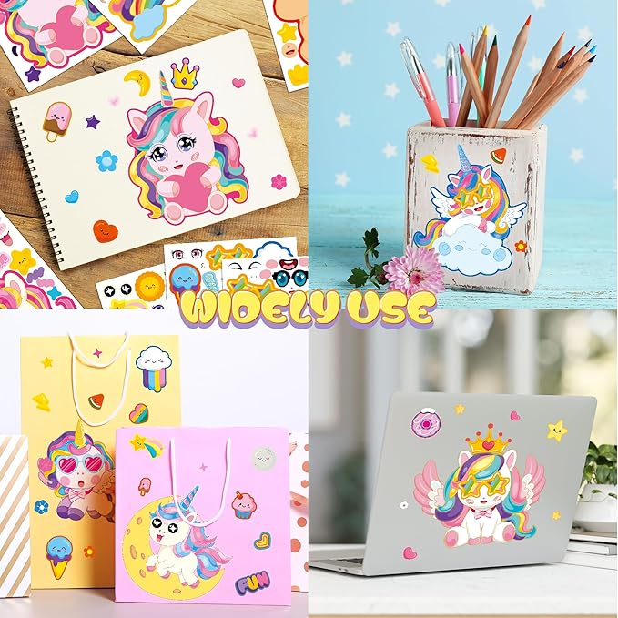Unicorn Stickers 48 Sheets Make A Face Stickers for Kids Toddlers Unicorn Party Favors Birthday Decorations Crafts Gifts for Classroom Party Supplie Essentials Preschool Kindergarten