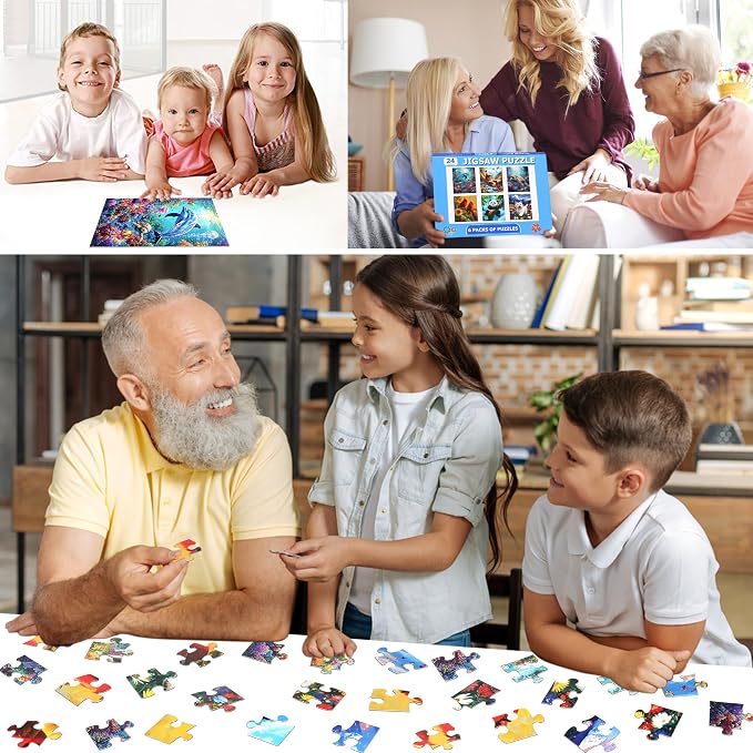 6 Packs 24 Large Piece Puzzles for Seniors,Animals Puzzle for Seniors with Dementia,Turtle Panda Cat Dolphin Bird Dog Easy Jigsaw Puzzle for Alzheimers Memory Games Dementia Activities - Image 7