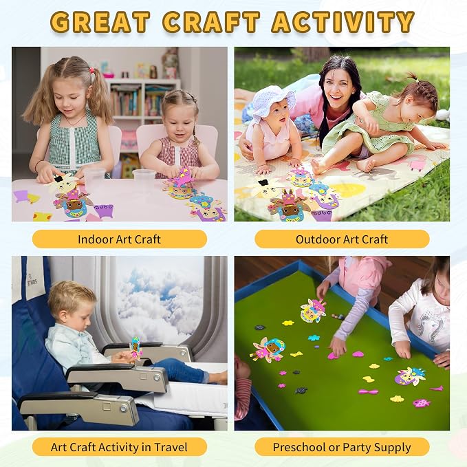 VKPI 4 Pieces EVA Foam Art Crafts Gift Kit, Creative Make Your Own Fairies, Cartoon Foam Paper Craft Projects for Kids Ages 4+ Toddler, Preschool Learning Toy for Birthday Party Favor Supplies - Image 6