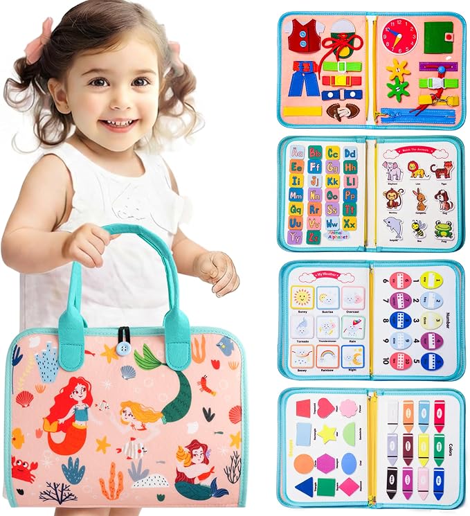 Teefrye Toddlers Busy Board Montessori Toys for Old 1-3 Year Girl Busy Book - Image 8