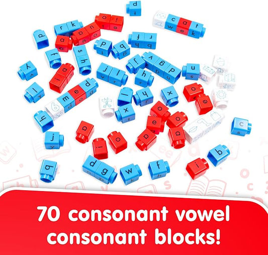 Junior Learning Rainbow Phonics CVC Blox - 70 Piece Color-Coded Cubes Set - Image 2