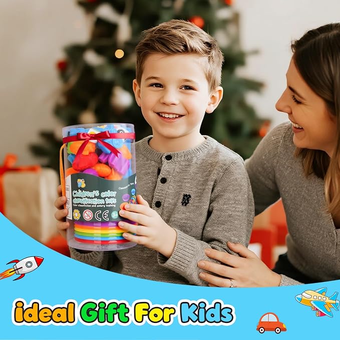 Counting Transport Matching Game with Sorting Cups, Sensory Sorting Colors Counting Toys with Games Dice, Montessori Training Preschool Educational Learning Toy Gifts for Toddlers Kids 3 4 5 6 + - Image 7