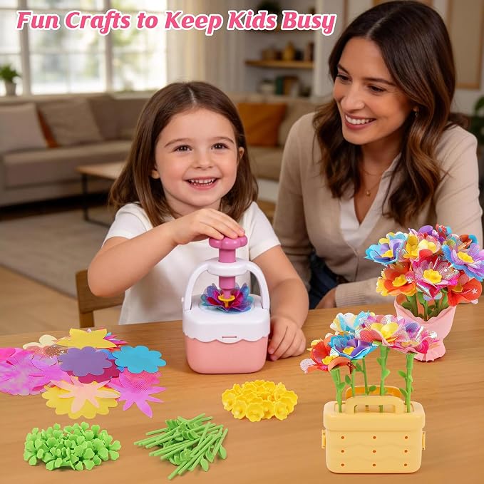 IQKidz Flower Bouquets Toy for Girls, DIY Arts and Crafts Kits for Kids Ages 4-6 6-8, STEM Flower Making Set with Storage Box & Basket, Birthday Gift for Age 5-7 8-10 Years Old - Image 6