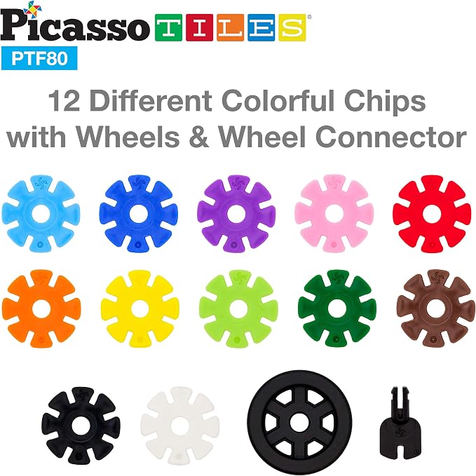 PicassoTiles Building Chips Construction Block 800 Pieces Creative Interlocking Disc Block Toy Set STEM Learning Toys for Early Education and Child Brain Development Kids Boys Girls Age 3 and Up PTF80 - Image 8