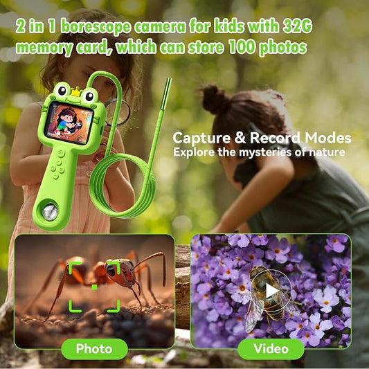 Kids Borescope with Light Borescope Camera for Kids Rechargeable STEM Science Educational Outdoor Toy with 32GB Card Nature Outside Exploration Birthday Gift for Boys Girls Ages 4,5,6,7,8,9,10,11,12 - Image 2