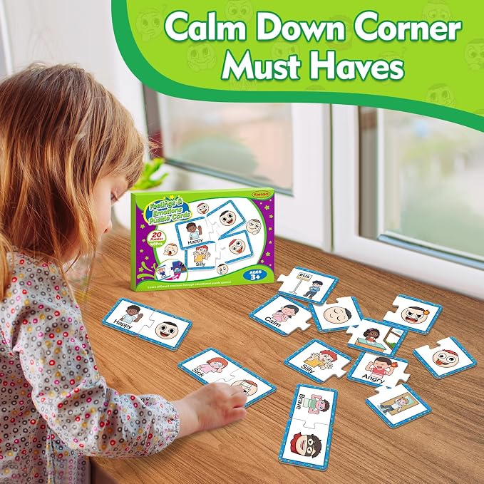 Kasfalci Feelings & Emotions Puzzle Cards, 40 PCS Feelings Chart Toys for Kids,Social Emotional Learning Activities,Speech Therapy Games,Autism Learning Materials,Calm Down Corner Supplies - Image 7