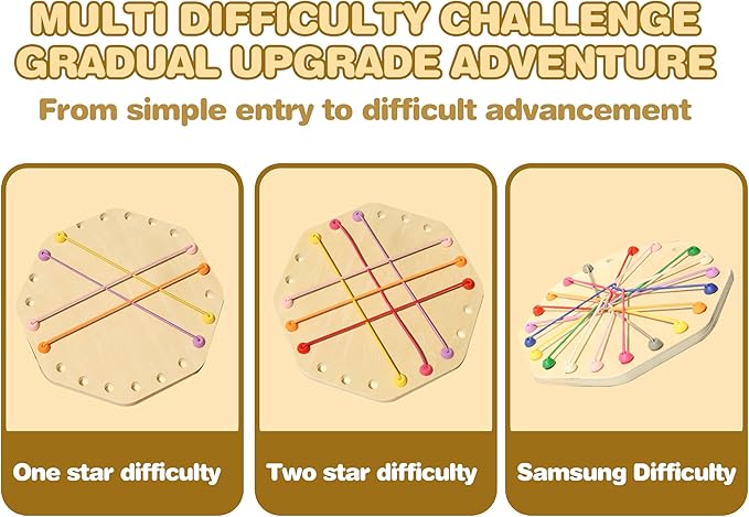 10-Piece Wooden Rope Untangling Puzzle Game–Knot Logic Board Toy for Kids & Family, Multi-Level Brain Teaser to Develop Fine Motor Skills