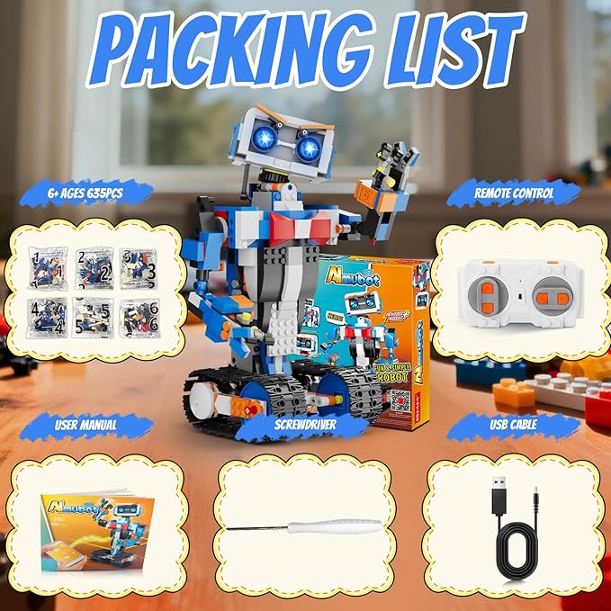 okk Robot Building Toys for Boys, STEM Projects for Kids Ages 6-12, Remote & APP Controlled Engineering Learning Educational Coding DIY Building Kit Rechargeable Robot Toy Gifts for Girls