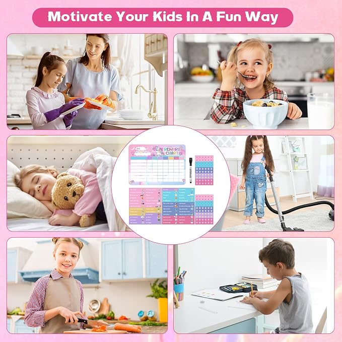 Thboxes Reward Chart for Kids, 52 Chore Charts, Unicorn Behaviour Board Set - Image 7