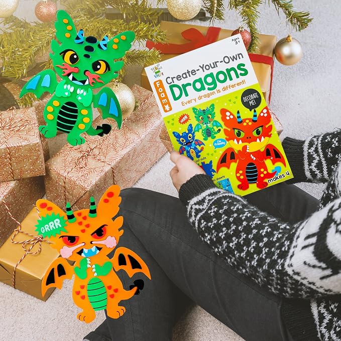 VKPI 4 Pieces EVA Foam Art Crafts Gift Kit, Creative Make Your Own Dragon, Cartoon Foam Paper Craft Projects for Kids Ages 4+ Toddler, Preschool Learning Toy for Birthday Party Favor Supplies - Image 7