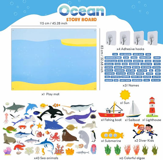 BONNYCO Felt Board for Toddlers with 107 Sea Animals Figures. Montessori and Sensory Toys, Birthday Gifts for Kids 3-8 Years Old. Educational Games, Learning Activities, Christmas - Image 2