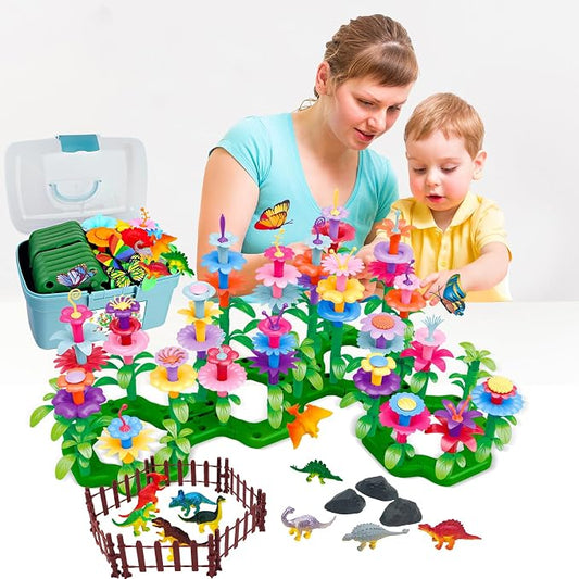 Toys Gifts for Age 2 3 4 5 6,167 PCS Dinosaur Flower Garden Building Blocks - Image 2