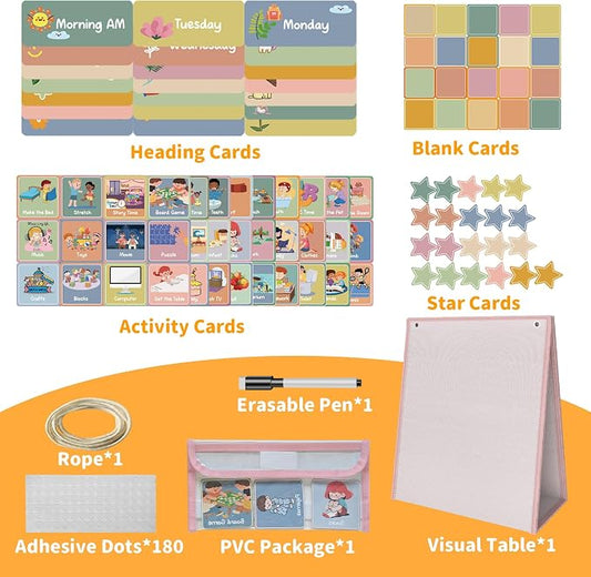 Pink Visual Schedule for Kids with Autism - 174 Picture Cards - Image 2