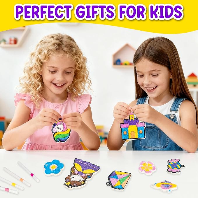 Magic Puff Kit for Kids, 3D Art Kit with Unicorn & Princess, Craft Stuff for Kids, Foam Texture Paint Set, Easy DIY Crafts Gift for Girls & Boys Ages 4, 5, 6, 7, 8, 9