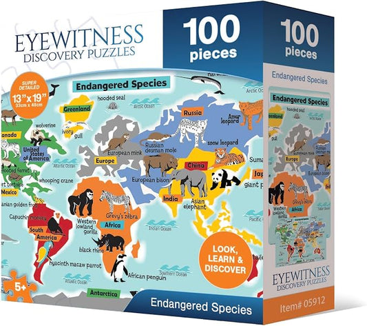 Eyewitness Discovery Puzzle Endangered Species, 100 Piece Jigsaw for Kids, Educational Learning Toy for Boys & Girls, Children Ages 5+ - Image 2
