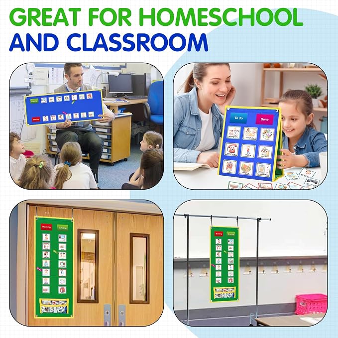 KIKIGOAL Kids Visual Schedule Calendar Chart, Double Side Autism Daily Chore Routine Chart with 113 Cards Autism Learning Materials Kids Visual Behavioral Tool Wall Planner for Home School - Image 8