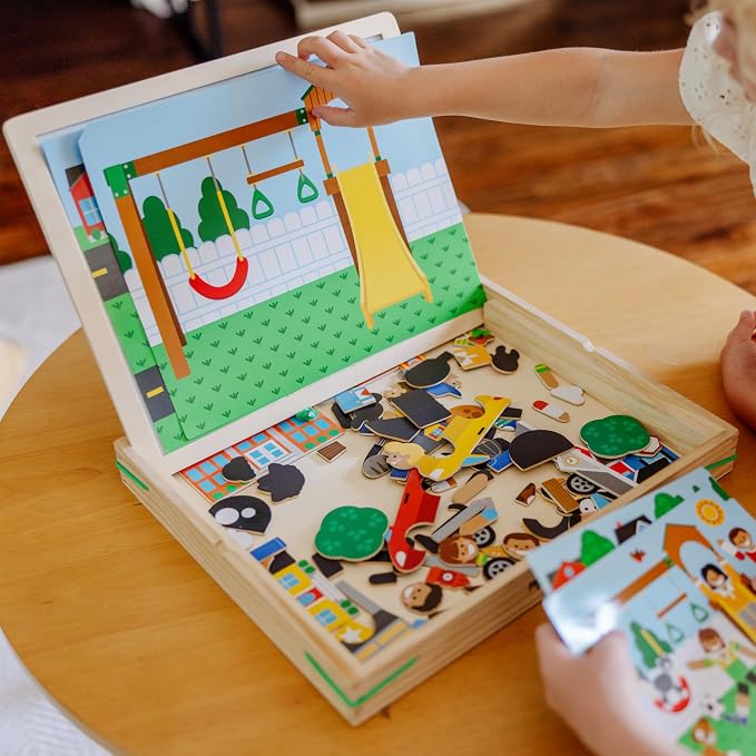 Melissa & Doug Wooden Magnetic Matching Picture Game with 119 Magnets and Scene Cards Magnetic Book Scenes for Kids Ages 3+ - Image 8