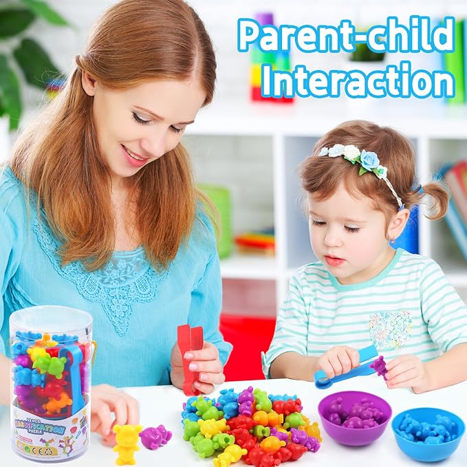 UNIQUE KIDS Counting Matching Game with Sorting Cups, Color Classification and Sensory Training Educational Learning Toys Set Gift for Toddlers Preschool Ages 3 Years and up - Image 6