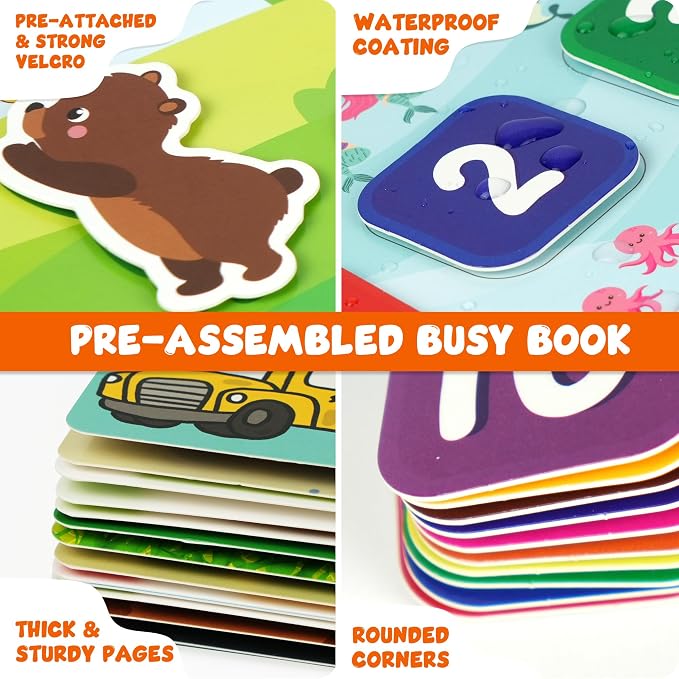 BenBen Busy Book for Toddlers 3-5, Pre-Assembled, 30 Pages, Airplane Toys - Image 12