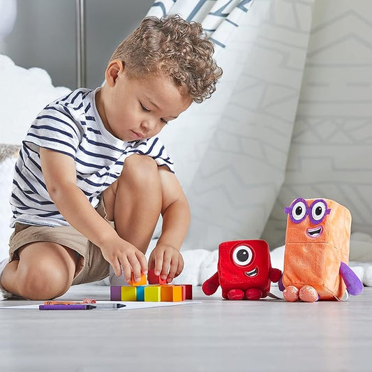 hand2mind Numberblocks One & Two Playful Pals, Plush Figure Toys, Numbers for Toddlers, Preschool Math Learning Toys, Stuffed Animal Plushies, Counting Blocks, Soft Stuffies, Kids Birthday Gifts
