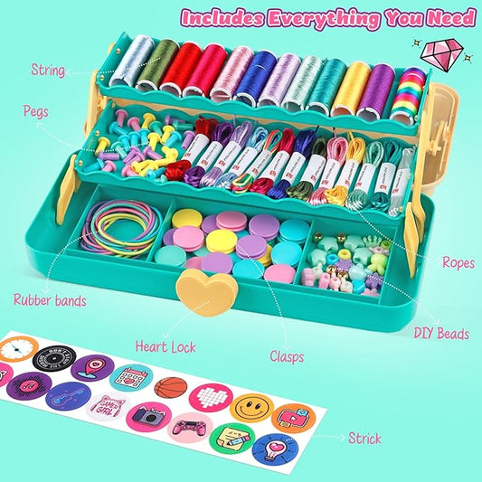 Hewaurorion Friendship Bracelet Making Kit Toys, Arts and Crafts String Maker Tool for Kids Ages 8-12, Bracelet DIY Christmas Birthday Present Gifts for Teen Girls (Yellow/Blue)