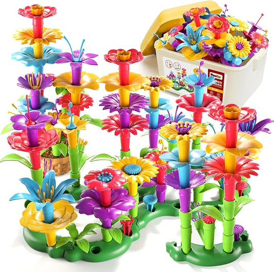 Garbo Star Girl Toys for 3 4 5 6 Year Old Girls Birthday Gift, Flower Garden Building Toys Set for Girls Toddlers Kids Ages 3-5, Building Educational Stem Toys - Image 2