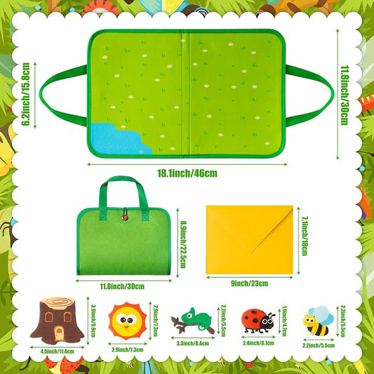 WATINC Travel Felt Board Story Set - 25PCS Portable Felt Board Educational Birthday Gift for Boys & Girls, Themed Storytelling Preschool Early Learning Interactive Play Kit for Toddlers (Insect) - Image 2