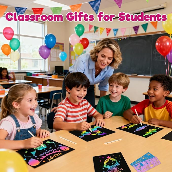 ZMLM Scratch Art Crafts Girls Gifts, 100pcs Rainbow Scratch Paper Art for 3 4 5 6 7 8 9 Years Old Girls and Boys Kids, Arts and Crafts for Kids 4-6 Toys and Party Favors (Pink)