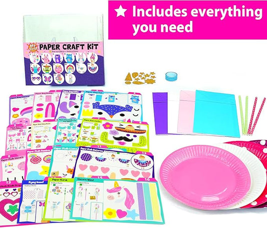 KRAFUN My First Unicorn Bunny Paper Craft Kit for Toddlers and Girls Age 3-8 Years Old, Include 18 Cute DIY Arts and Crafts Projects, Organized Art Activities Supplies Box Preschool Creative Toys