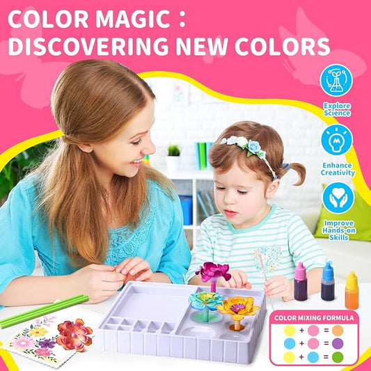 Creative Color-Changing Paper Flower Kit for Kids – DIY Flower Marking Kit Toys, Art & Science Craft Gift for Ages 6 7 8 9 10 11 12
