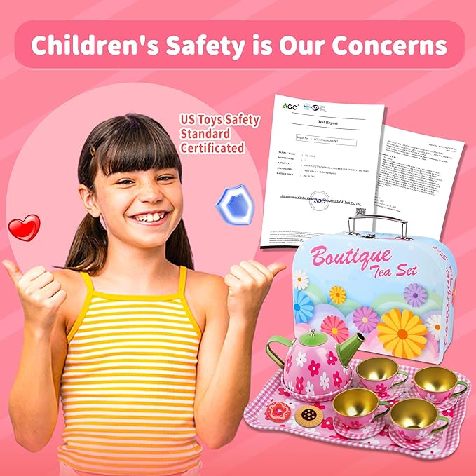 SMILESSKIDDO 46pcs Princess Tea Party Set for Little Girls - Kids Kitchen Pretend Play Toys - Toddler Tea Party Sets for Girls 3-5, Gift for 3 4 5 6 7 8 Girl(Flower)