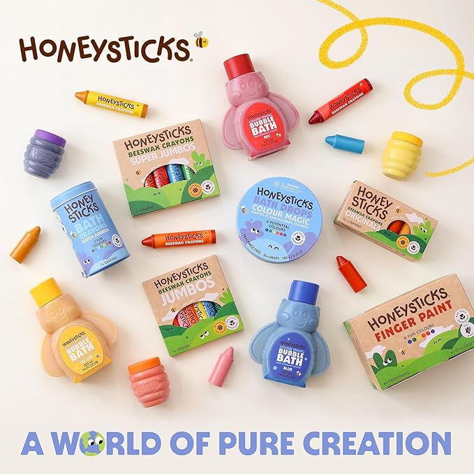 Honeysticks Little Learner Jumbo Colored Pencils (8 Pack) - My First Pencils with Non-Toxic Beeswax Core, Large Easy Grasp Pencil Size, Bright Colors, Toddler Coloring and Drawing, Ages 1-3, 2-4