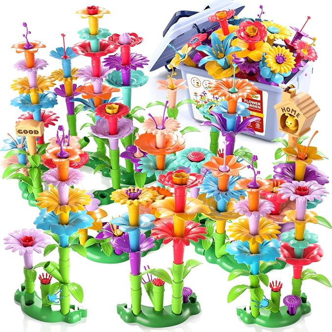 Garbo Star 148PCS Flower Garden Building Toys for 3 4 5 6 Year Old Girls, Educational Activity Preschool Birthday Gifts for 3 4 5 Year Old Girls, Building Stem Toys for Kids Toddlers Ages 3-5 - Image 7